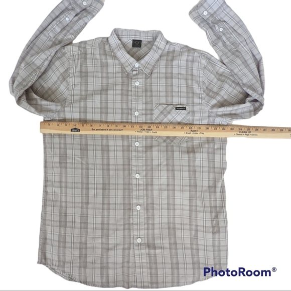Oakley Shirt Mens Sz L Gray Button Up Long Sleeve Chest Pocket Dress Shirt - Picture 4 of 11